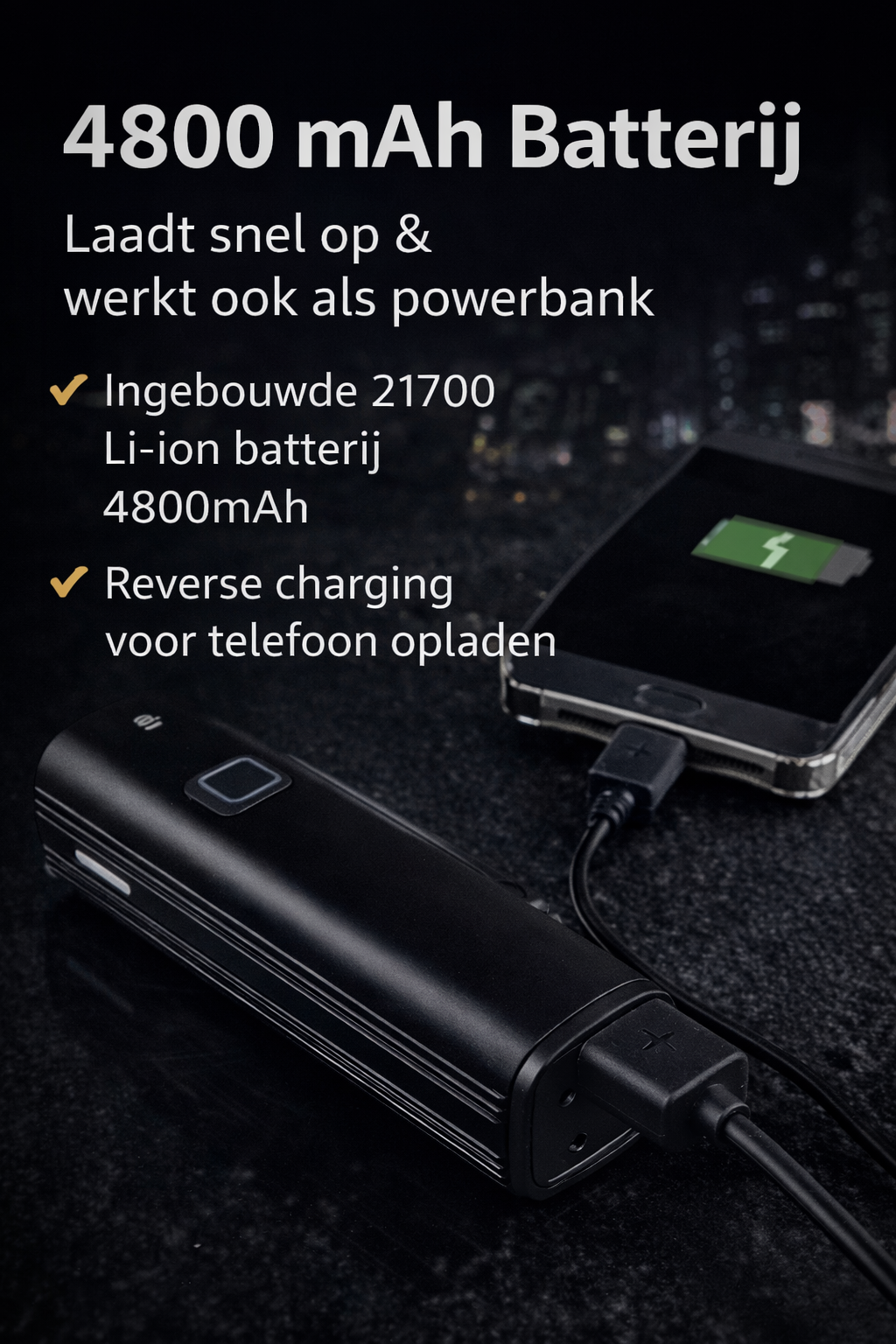 UrbanRide™ 1000 Lumen USB Oplaadbare Fietskoplamp – IPX6 Waterdicht