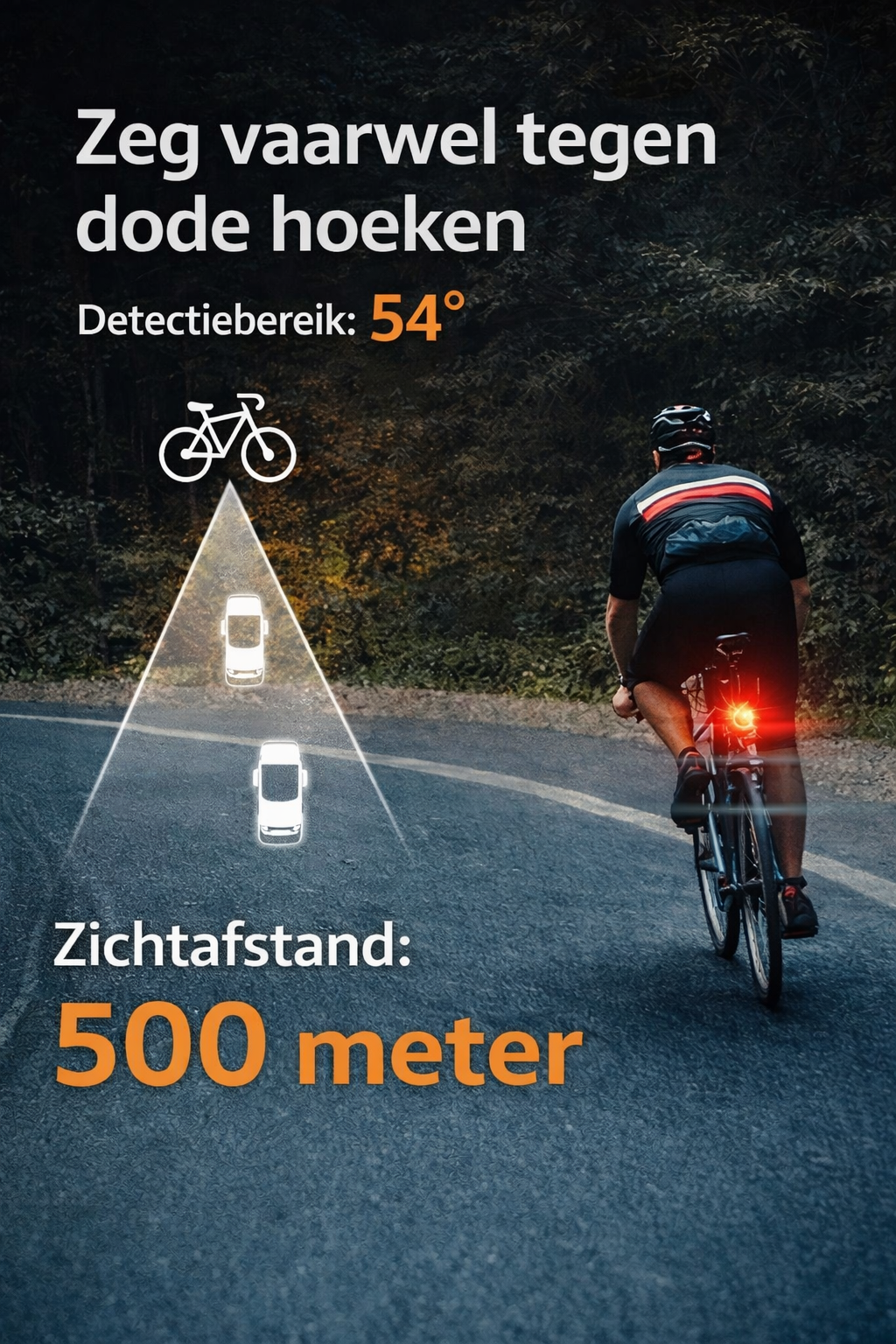 UrbanRide™ Slim Radar Fiets Achterlicht met Remsensor – 30m Detectie & IPX64 Waterdic
